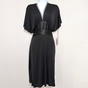 Vivienne Tam Vintage 100% Silk Black Midi Evening Cocktail Dress Size Small